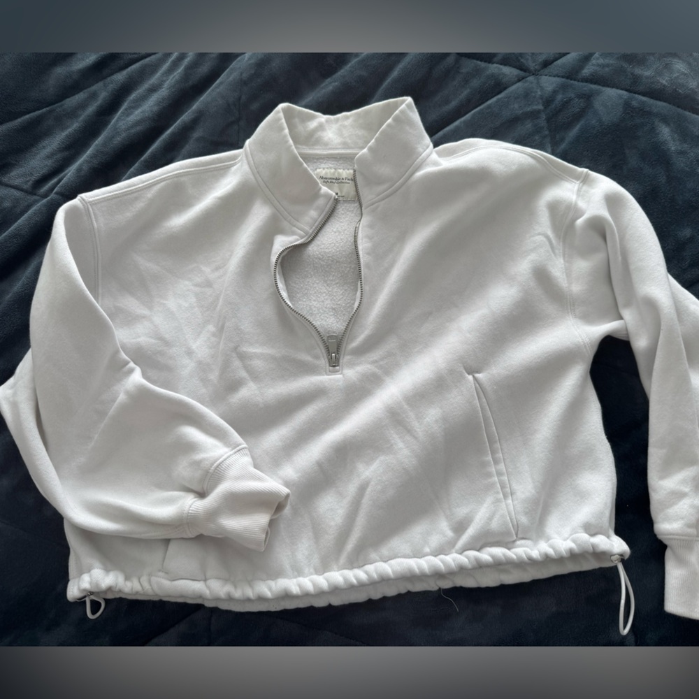 Abercrombie & Fitch Cream Zip-Up Fleece